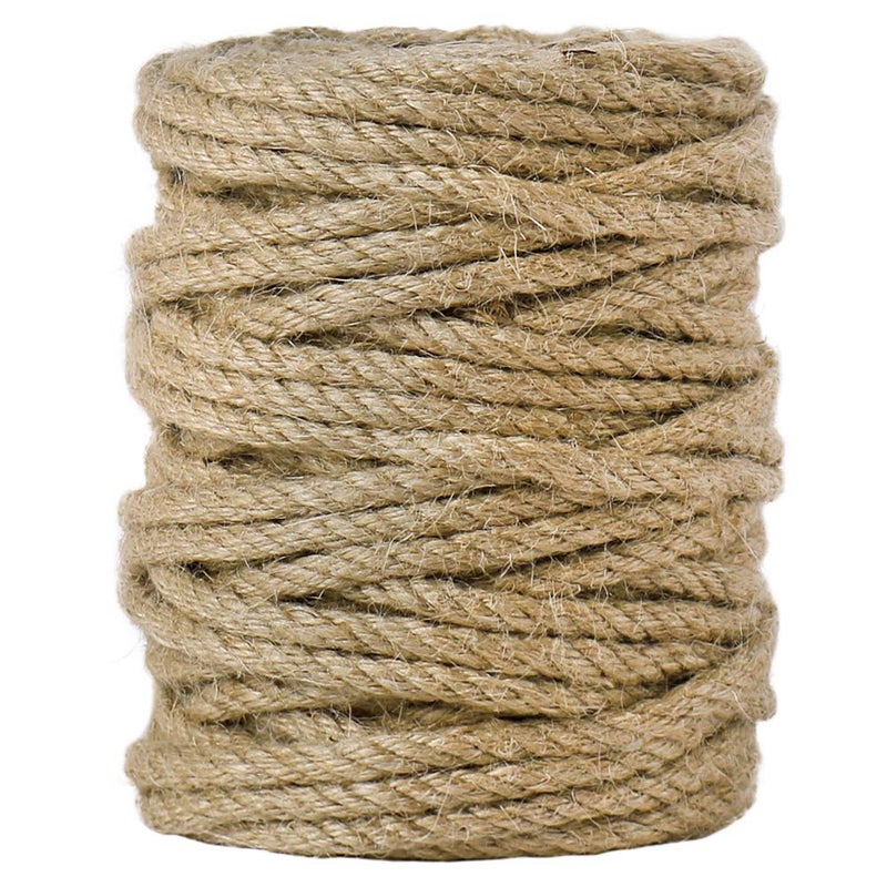 Tenn Well 5mm Jute Rope, 100 Feet 4Ply Twisted Heavy Duty and Thick Twine Rope for Gardening, Crafting, Bundling, Cat Scratching Post, Home Decor, Christmas Decorations - Image 1